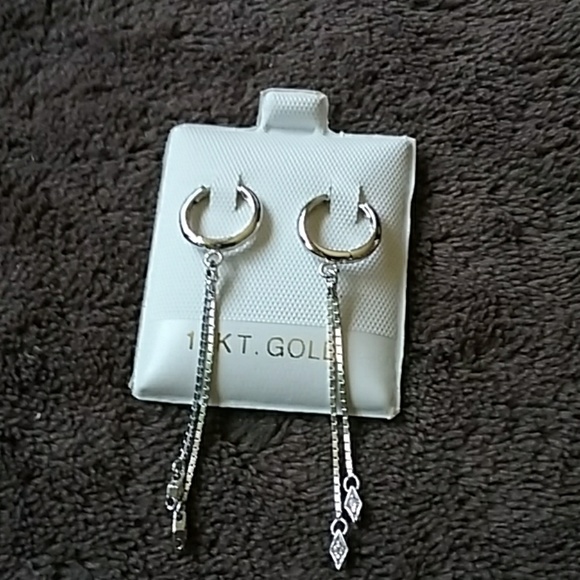 Jewelry - 14k White gold hoop and dangle earrings